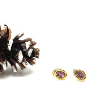 Load image into Gallery viewer, Dark pink Oval Cubic Zirconia Stud Earrings