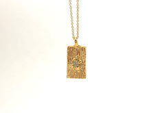 Load image into Gallery viewer, Textured Rectangle Necklace with Clear Cubic Zirconia
