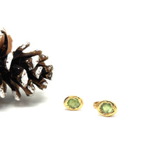 Load image into Gallery viewer, Peridot Green Cubic Zirconia Stud Earrings