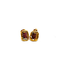 Load image into Gallery viewer, Burgundy Rectangle Cubic Zirconia Stud Earrings