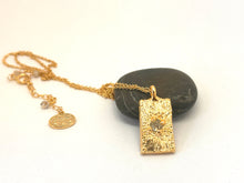 Load image into Gallery viewer, Textured Rectangle Necklace with Clear Cubic Zirconia