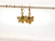 Load image into Gallery viewer, Handcrafted Emerald Bloom Drop Earrings used actual by the Japanese Pieris plant. Artisan-made by Floweredsky Designs.