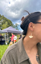 Load image into Gallery viewer, Gold and Silver Keum Boo Ginkgo Leaf Drop Earrings