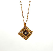 Load image into Gallery viewer, Textured Square Necklace with Hazy Blue Cubic Zirconia