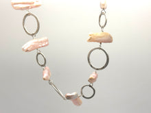 Load image into Gallery viewer, Hammered Statement Necklace with Natural Biwa Pearls