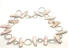 Load image into Gallery viewer, Hammered Statement Necklace with Natural Biwa Pearls