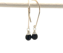 Load image into Gallery viewer, Sterling Silver Gemstone Oval Hoop Drop Earrings