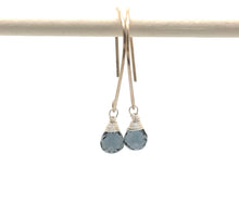 Load image into Gallery viewer, Sterling Silver Gemstone Oval Hoop Drop Earrings