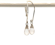 Load image into Gallery viewer, Sterling Silver Gemstone Oval Hoop Drop Earrings