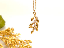 Load image into Gallery viewer, Pearl-Kissed Golden Pieris Pendant