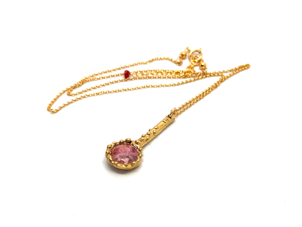 Botanical Elegance Necklace with Ruby in Brass setting