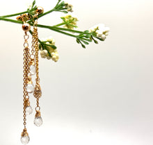 Load image into Gallery viewer, Natural Clear Quartz earrings in triple Chain clusters