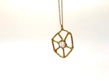 Load image into Gallery viewer, Intricate Spider Web in Brass with Clear Quartz
