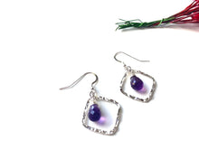 Load image into Gallery viewer, Hammered Diamond Sterling Silver Earrings with Gemstones