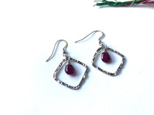 Load image into Gallery viewer, Hammered Diamond Sterling Silver Earrings with Gemstones