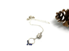 Load image into Gallery viewer, Traveling Silver Turtle Necklace on Romantic Teardrop with Wire Wrapped Lapis
