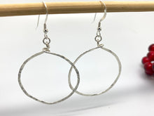 Load image into Gallery viewer, Sterling Silver Hammered Hoop Circle Earrings
