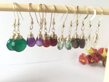 Load image into Gallery viewer, Sterling Silver Gemstone Drop Earrings