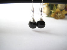 Load image into Gallery viewer, Black Spinel Gemstone Drop Earrings
