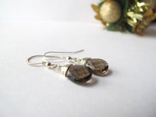 Load image into Gallery viewer, Smokey Quartz Gemstone Drop Earrings