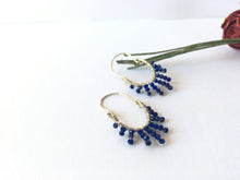 Load image into Gallery viewer, Sterling Silver Horse Shoe Earrings with Wire Wrapped Gemstones