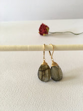 Load image into Gallery viewer, Large Faceted Labradorite Earrings