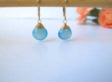Load image into Gallery viewer, 14kt Gold Filled Chalcedony Drop Leverback Earrings
