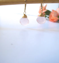 Load image into Gallery viewer, 14kt Gold Filled Chalcedony Drop Leverback Earrings