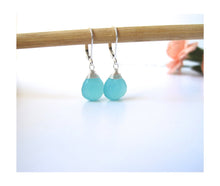 Load image into Gallery viewer, Sterling Silver Chalcedony Drop Leverback Earrings