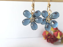 Load image into Gallery viewer, London Blue Quartz Gemstone Flower Earrings