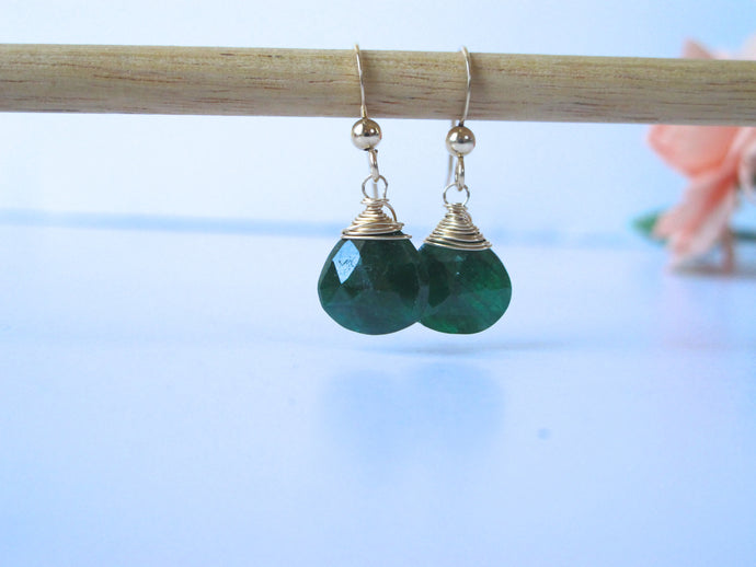 Emerald Drop Earrings in Gold Filled