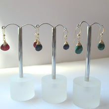 Load image into Gallery viewer, Ruby, Sapphire and Emerald Earrings
