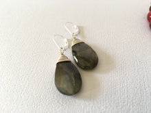 Load image into Gallery viewer, Large Faceted Labradorite Earrings