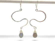 Load image into Gallery viewer, Hammered Zigzag Earrings with Labradorite