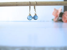 Load image into Gallery viewer, London Blue Quartz Wire Wrapped Earrings - Leverback
