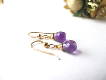 Load image into Gallery viewer, Amethyst Gold Earrings