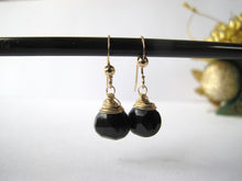 Load image into Gallery viewer, Black Spinel Gemstone Drop Earrings