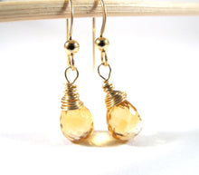 Load image into Gallery viewer, Citrine Gold Drop Earrings