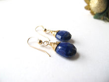 Load image into Gallery viewer, Lapis Gold Filled Drop Earrings