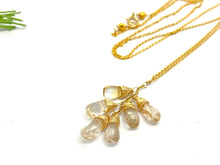 Load image into Gallery viewer, Citrine Clusters Long Gold Necklace