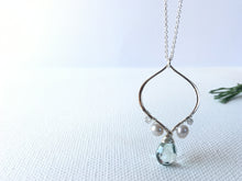 Load image into Gallery viewer, Romantic Teardrop Necklace with Quartz, Labradorites and Grey Pearls