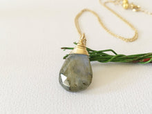 Load image into Gallery viewer, Large Faceted Labradorite Necklace