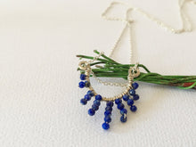 Load image into Gallery viewer, Sterling Silver Horse Shoe Necklace with Wire Wrapped Gemstones