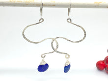Load image into Gallery viewer, Hammered Zigzag Earrings with Lapis