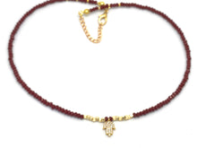 Load image into Gallery viewer, Crystal Necklace with Cubic Zirconia Hamsa Charm