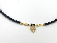 Load image into Gallery viewer, Crystal Necklace with Cubic Zirconia Hamsa Charm