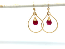 Load image into Gallery viewer, Ruby 14kt Gold Filled Raindrop Earrings