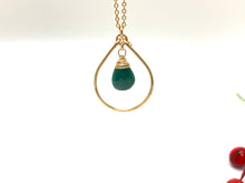 Load image into Gallery viewer, Emerald 14kt Gold Filled Raindrop Necklace