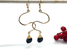 Load image into Gallery viewer, Hammered Zigzag Earrings with Black Spinel