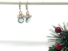 Load image into Gallery viewer, Green Mystic Quartz and Grey Pearl Clusters Earrings